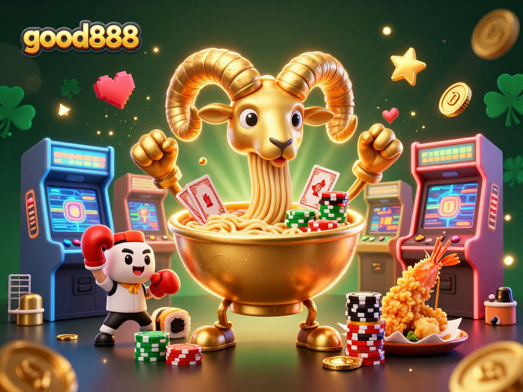 Engage in exciting gameplay with good888 at this vibrant casino scene featuring unique characters and dynamic elements.